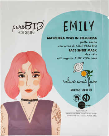 PuroBIO Cosmetics - Maschera viso EMILY pelle secca relax and fun